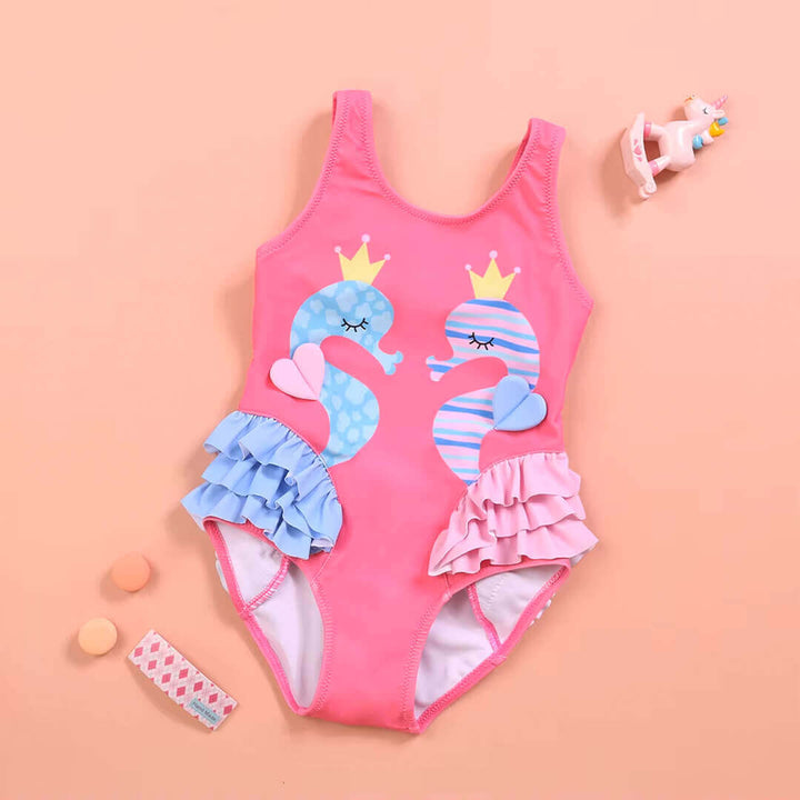 Girls Pink Flamingo One-Piece Swimsuit (2–3 Years)