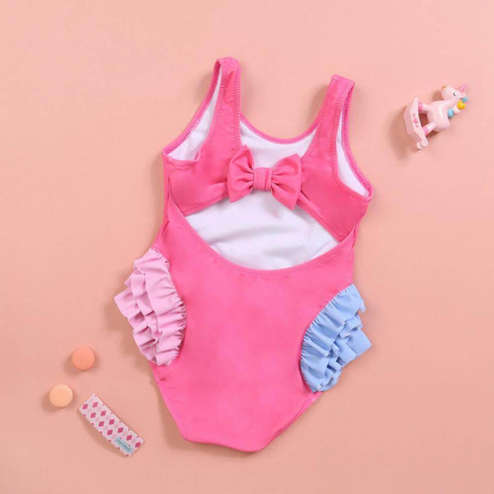 Girls Pink Flamingo One-Piece Swimsuit (2–3 Years)