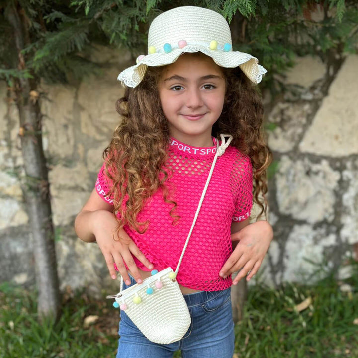 Girls Summer Hat and Shoulder Bag Set (3–8 Years)