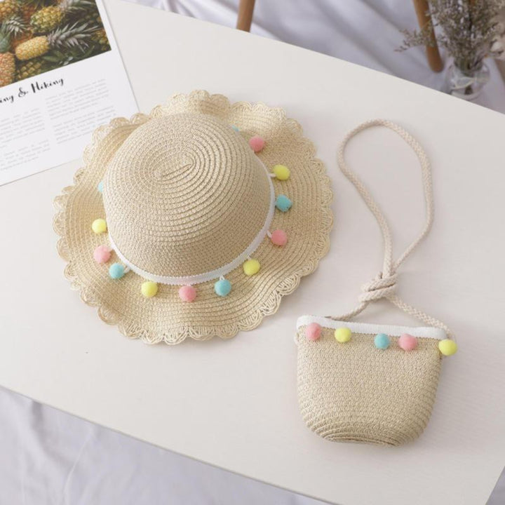 Girls Summer Hat and Shoulder Bag Set (3–8 Years) Beige 52-54cm