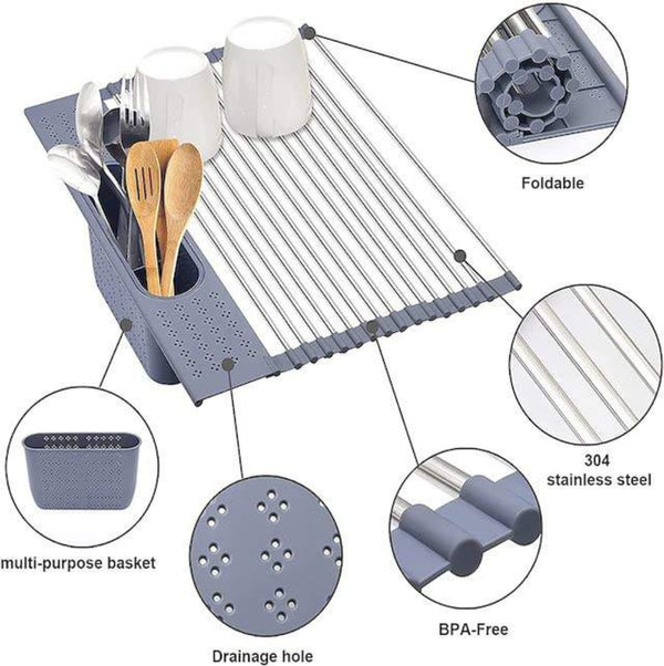 Over-the-Sink Roll-Up Dish Drying Rack