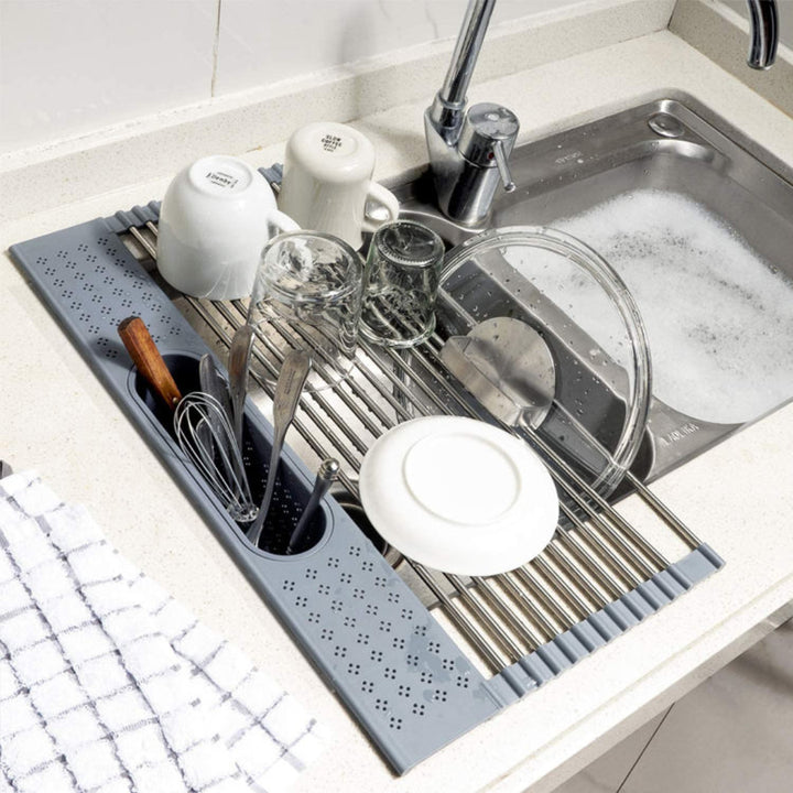 Over-the-Sink Roll-Up Dish Drying Rack