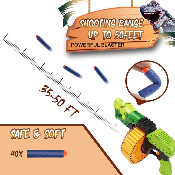 Dino Power Toy Gun Foam Blaster - 40 Soft Bullet Shooting Game