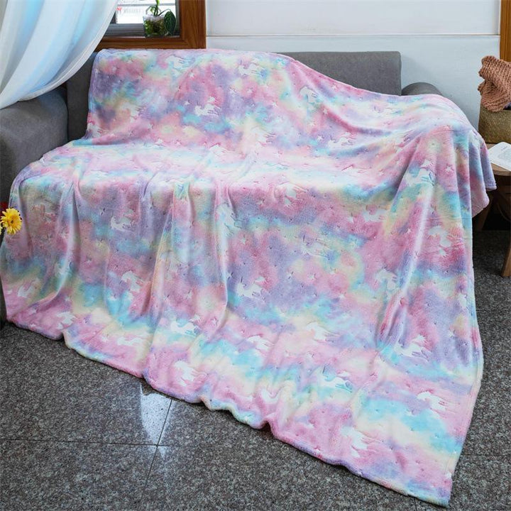 Rainbow Unicorn Glow in the Dark Fleece Blanket - 1 x 1.5 m