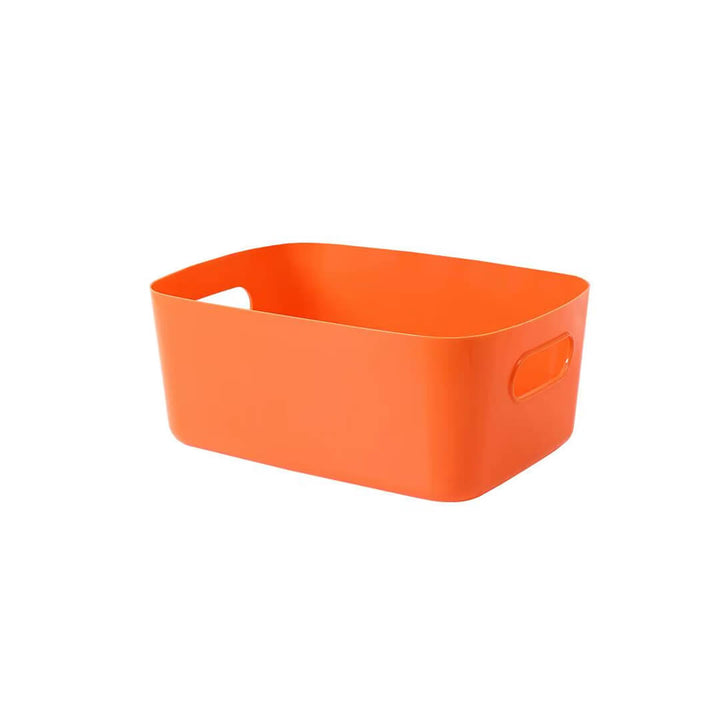 Multifunctional Handled Plastic Storage Box, orange color.