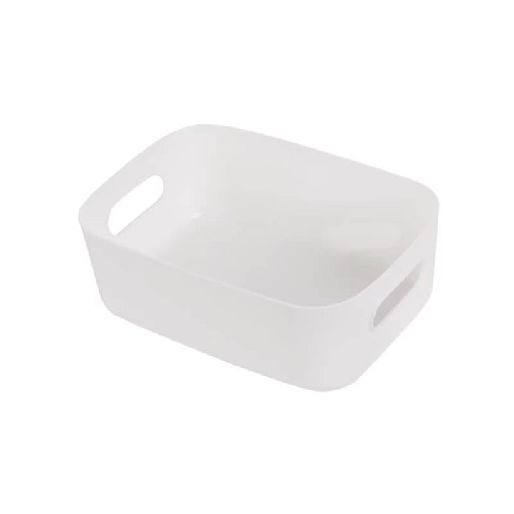 Multifunctional Handled Plastic Storage Box in white color.