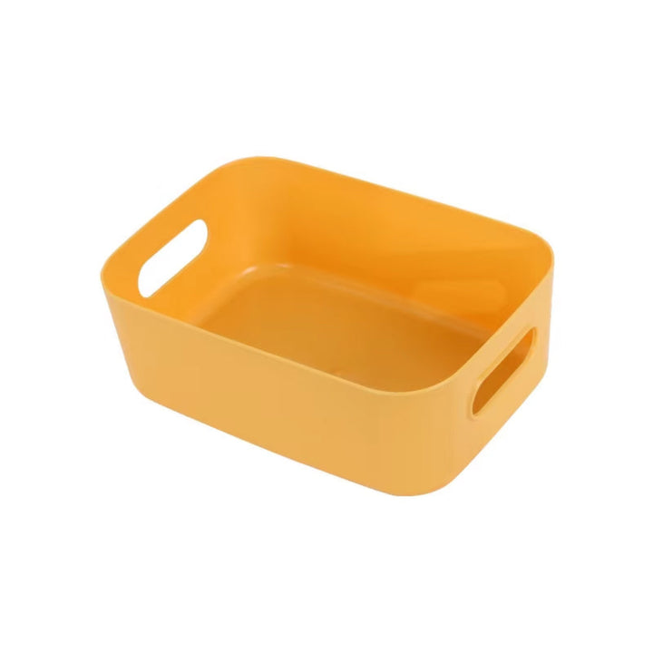 Multifunctional Handled Plastic Storage Box in yellow color.