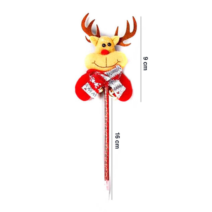 Handmade Christmas pens with felt deer character, dimesnions