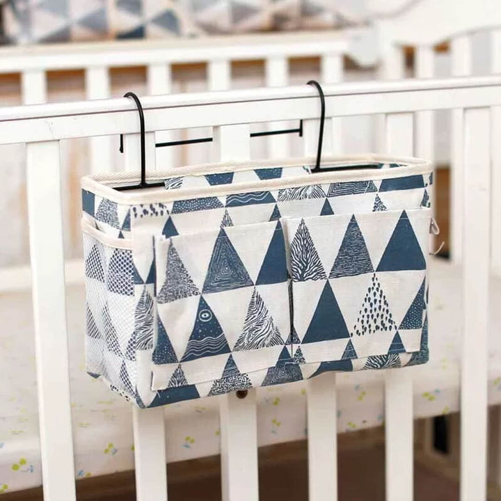 Navy hanging bedside storage organizer with multi pockets