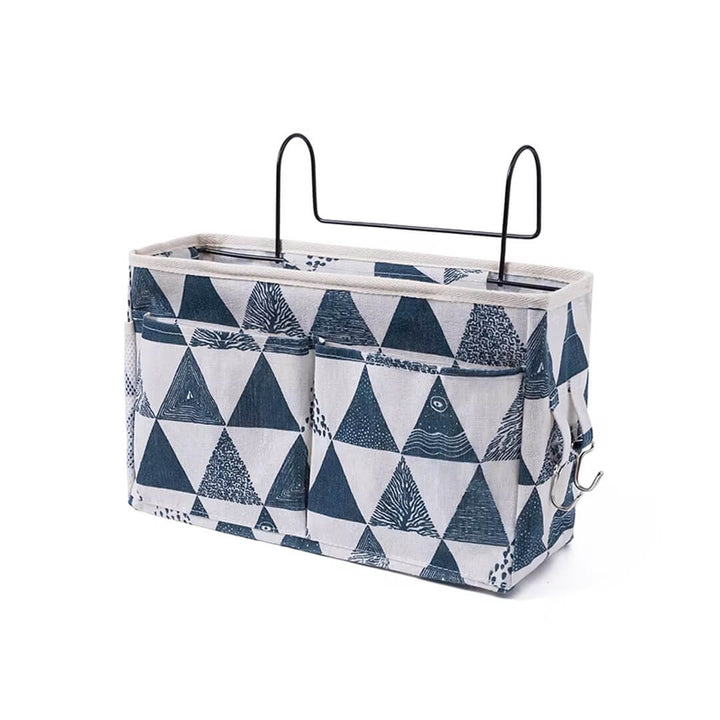 Navy triangles design bedside hanging storage for kids
