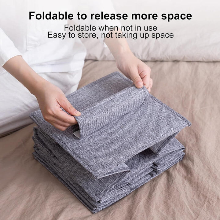 Wardrobe grey storage unit with compartments, foldable when not in use