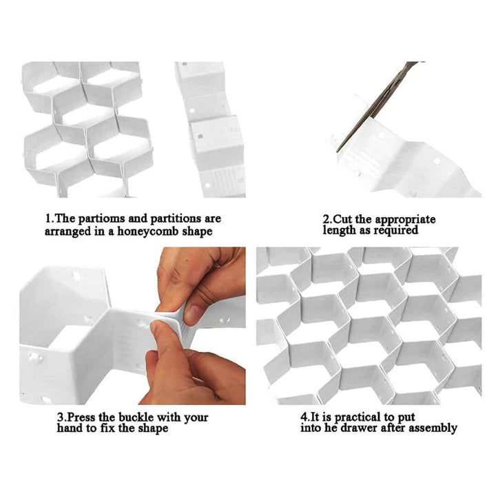 8-piece grey honeycomb drawer divider, instructions