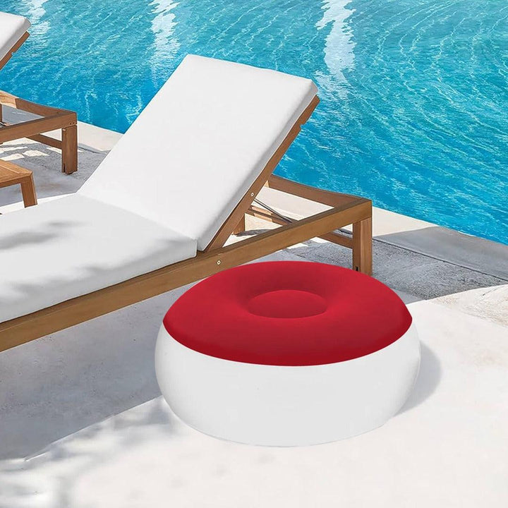Inflatable Pouf – Lightweight Seating for Indoors & Outdoors White & Red