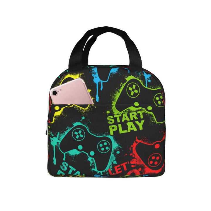School insulated PlayStation-themed lunch bag, vibrant colors
