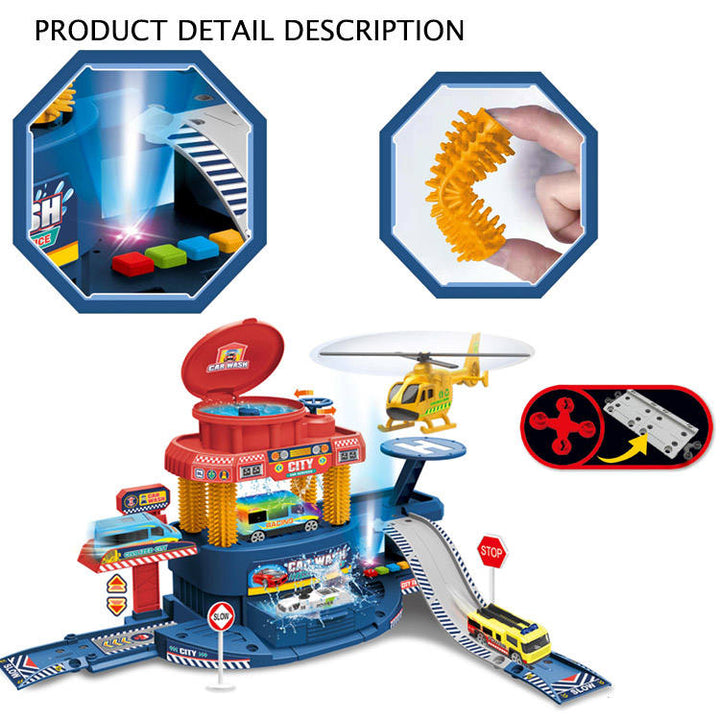 Interactive Color Changing Blue City Car Wash Set