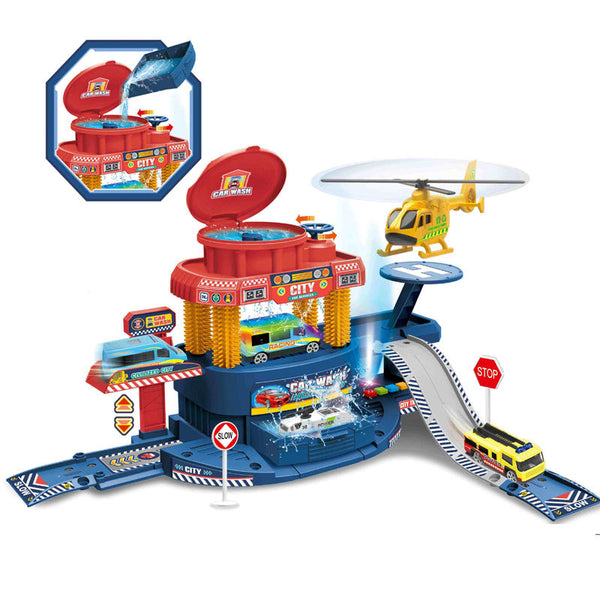 Interactive Color Changing Blue City Car Wash Set