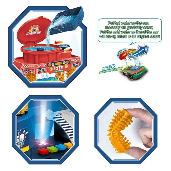 Interactive Color Changing Blue City Car Wash Set
