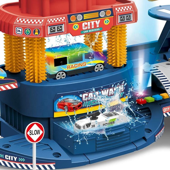 Interactive Color Changing Blue City Car Wash Set