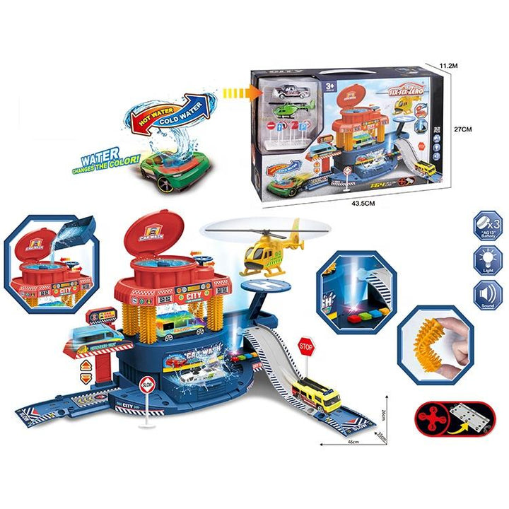 Interactive Color Changing Blue City Car Wash Set