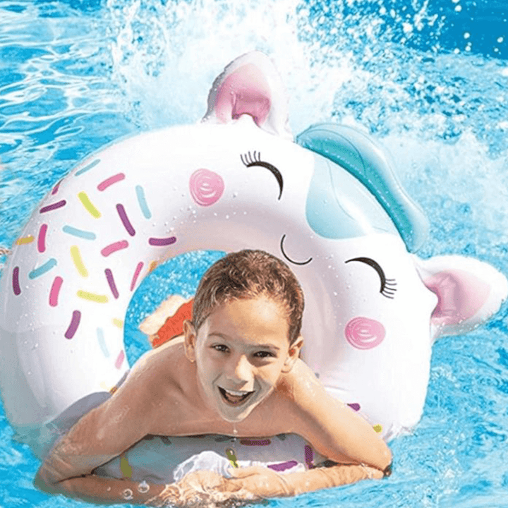 INTEX Cute Animal Inflatable Swim Rings – Sloth, Panda & Kitten (Ages 3+) White
