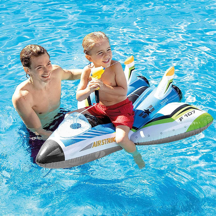 INTEX Inflatable Plane Ride-On with Water Gun Blue