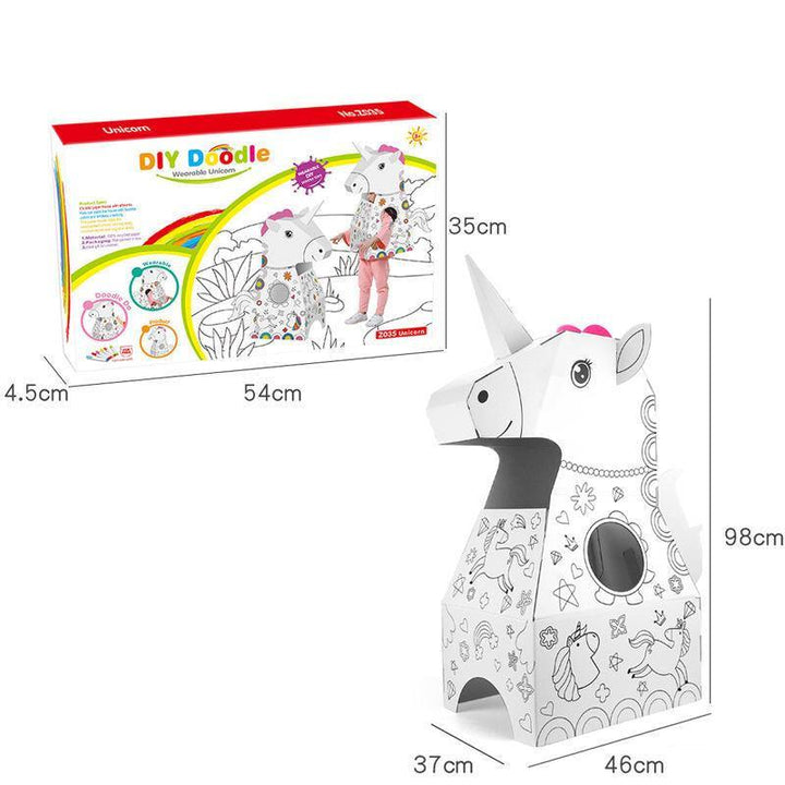 3D Wearable Cardboard Doodle Unicorn Coloring Set