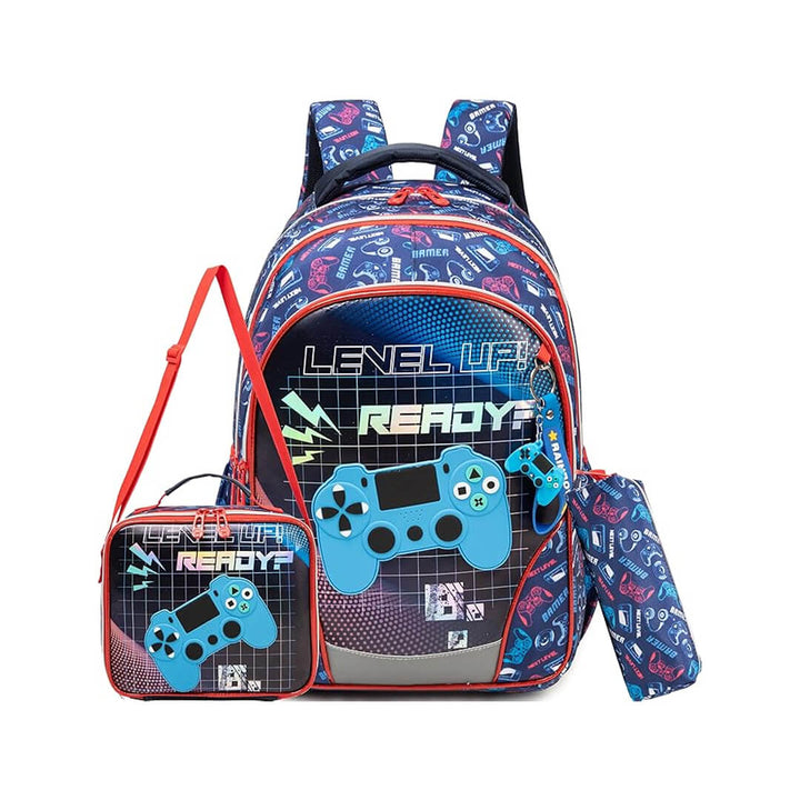 PlayStation-themed school backpack, lunch bag, and and pencil case set