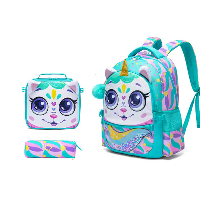 3-piece unicorn backpack set for primary school