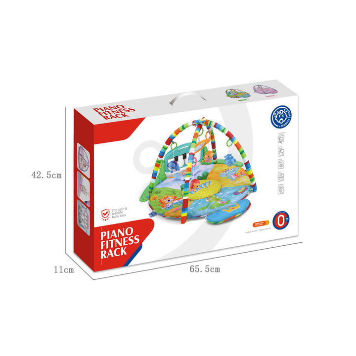Box packaging of a piano fitness play mat with dimensions 