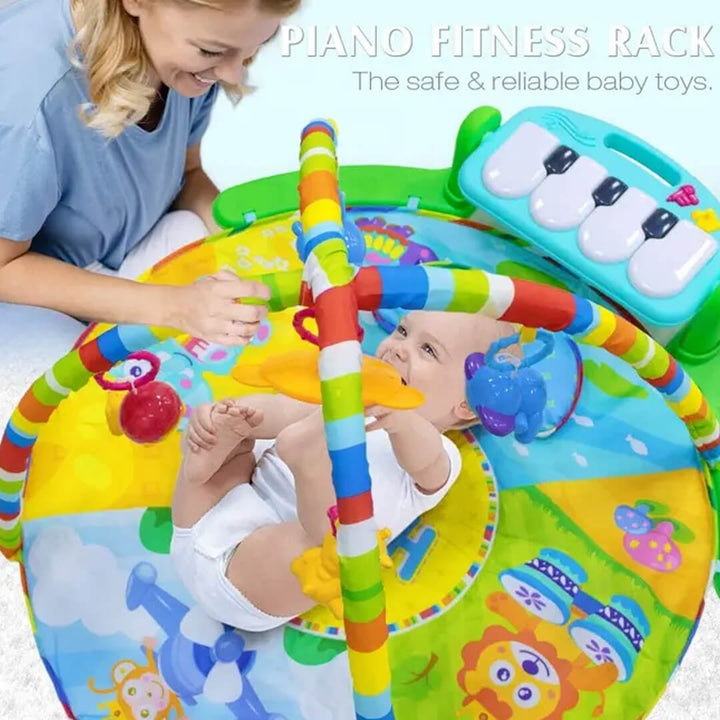 Portable and lightweight baby activity mat with jungle theme