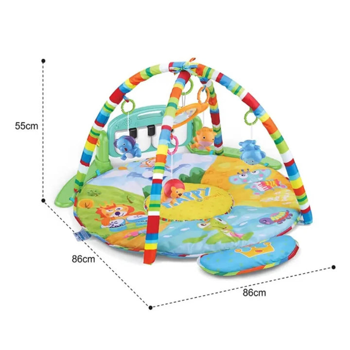 Spacious round baby mat with jungle animals, dimensions