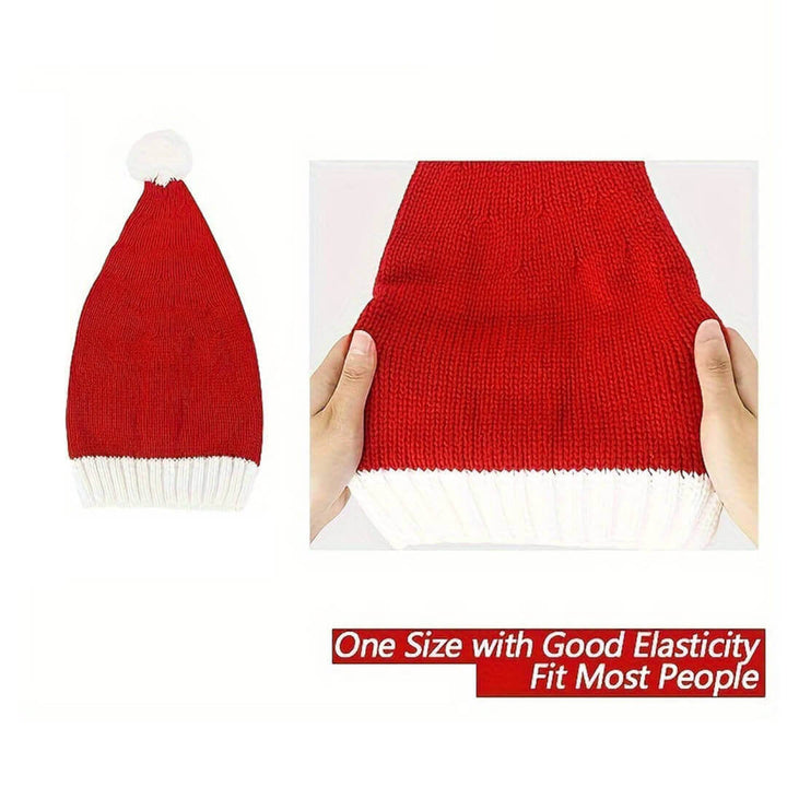 Christmas matching knitted red Santa hats, good elasticity to fit most people