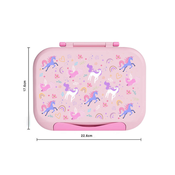 Unicorn lunch box for kids with BPA-free material, dimensions