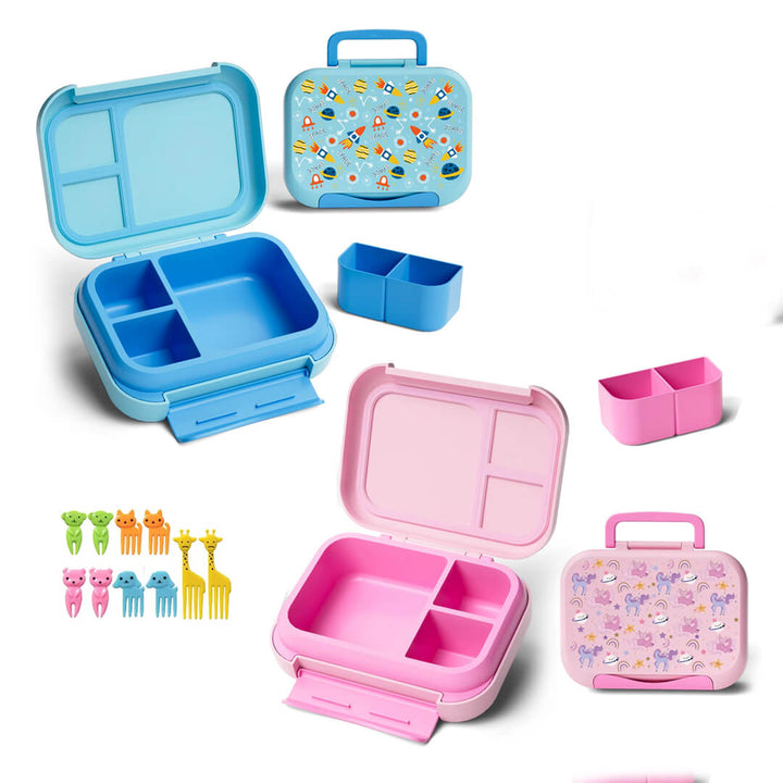 Unicorn & Space theme kids bento lunch box with 5 compartments