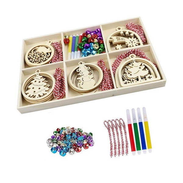 Christmas wooden ornament kit with decorative items, style A