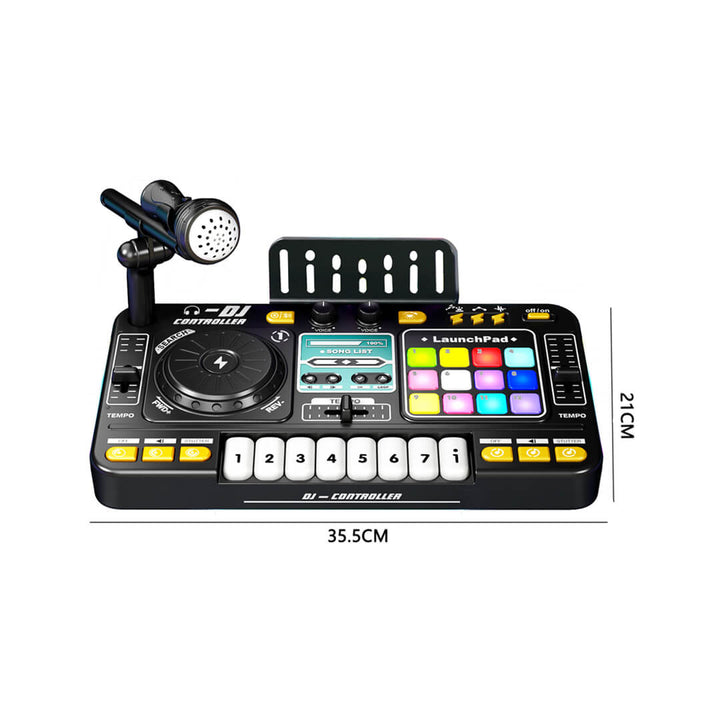 Educational music toy for kids with piano and DJ functions, dimensions