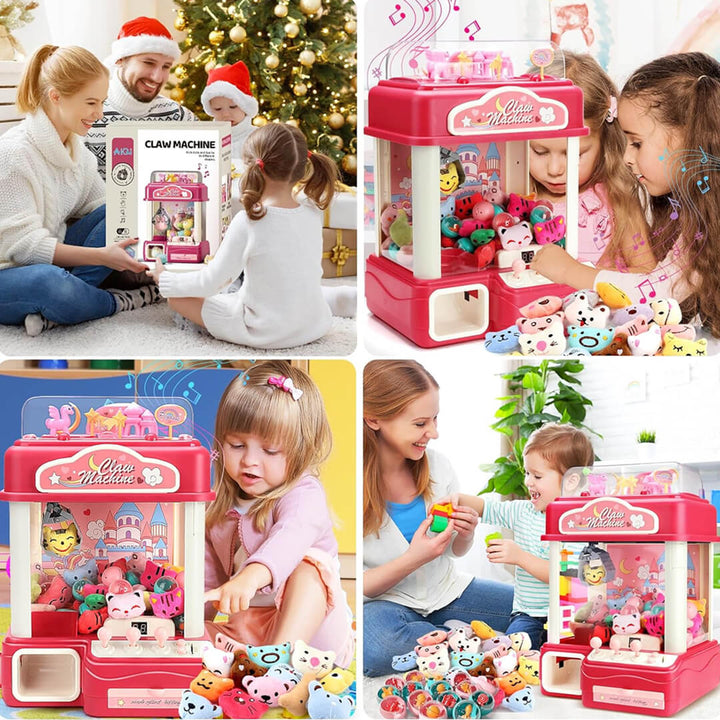 Kids claw machine with 10 plush toys and surprise eggs inside