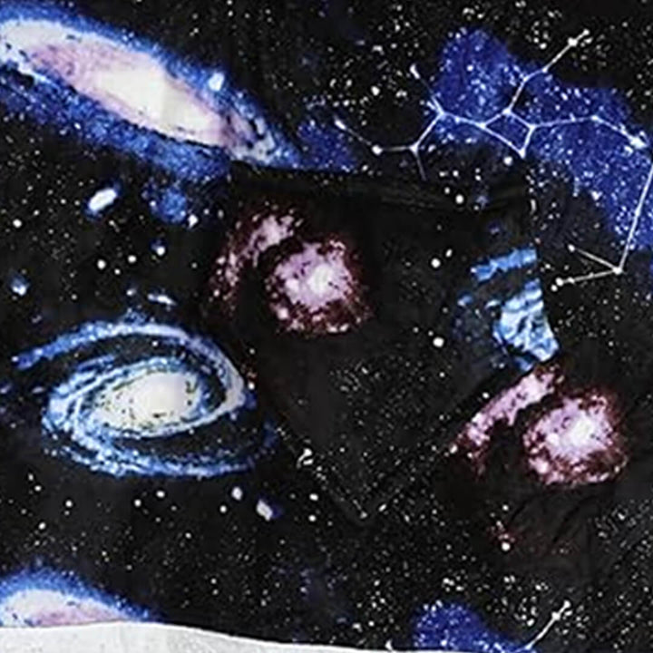 2-in-1 Kids Fleece Hoodie Blanket – Dark Blue Planets