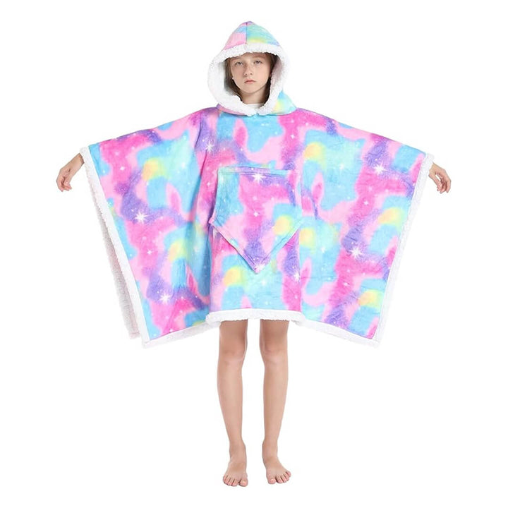 2-in-1 Kids Fleece Hoodie Blanket - Vibrant Colors