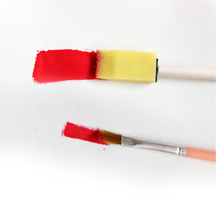 Paintbrush with red paint strokes 