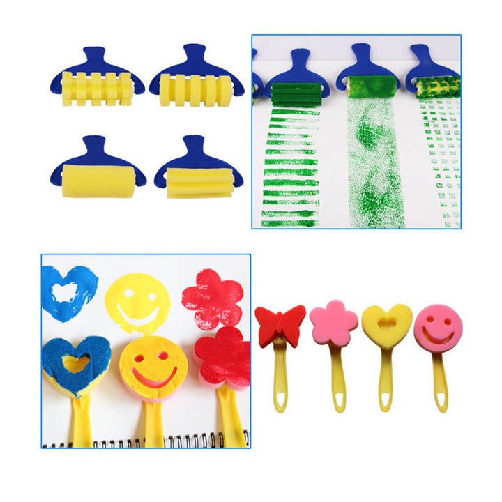 kids painting kit, colorful stamping tools with different shapes and patterns