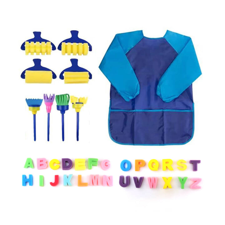 Fun paint and alphabet set for toddlers and children with apron for mess-free