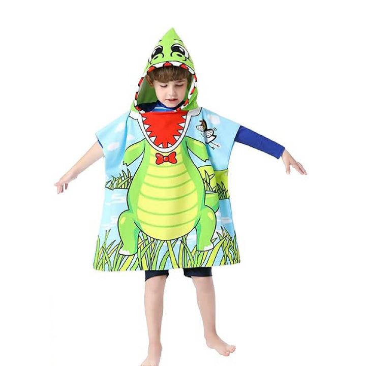 Boys' Microfiber hooded beach towels, Crocodile design