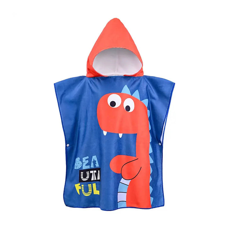 Boys' Microfiber hooded beach towels, Red dino design, front shot