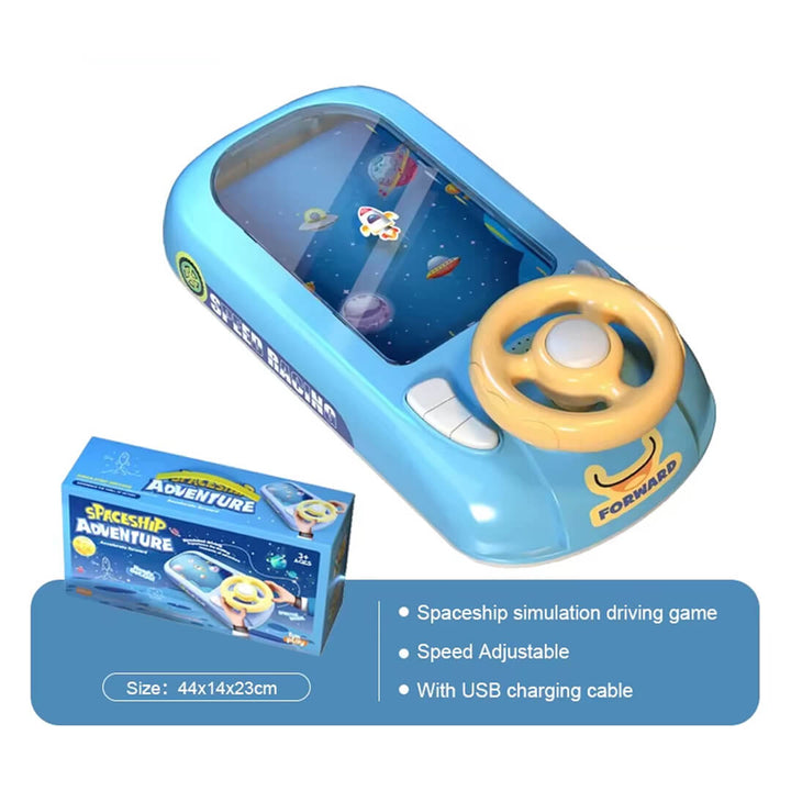 Kids interactive steering wheel toy with space theme