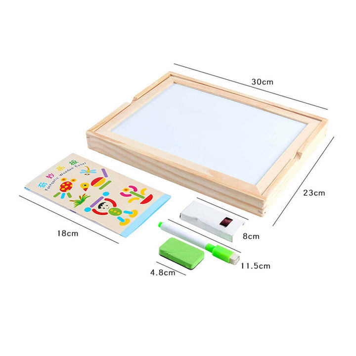 Dual-sided drawing board with magnetic pieces, dimensions