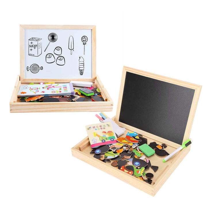 Kids Dual-sided drawing board with magnetic pieces