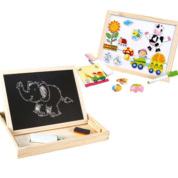 Kids magnetic puzzle board with farm animal pieces