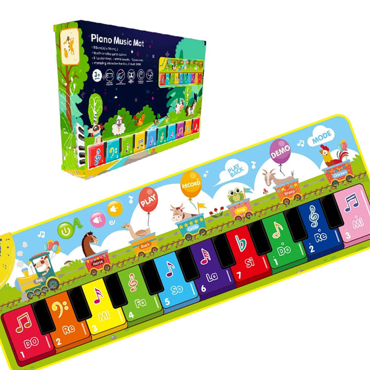 Touch-sensitive piano playmat for toddlers and children with colored packaging