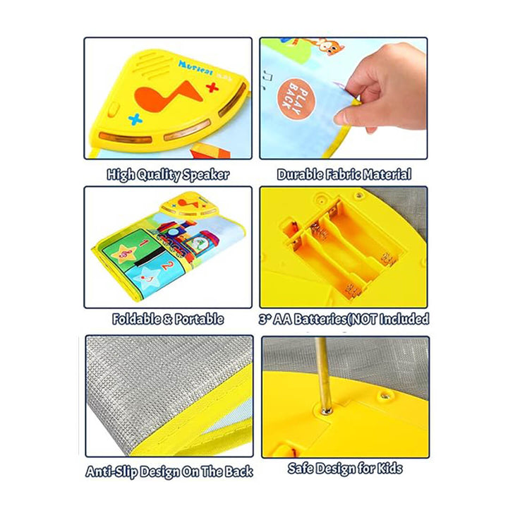 Battery-operated soft musical playmat for toddler learning and fun